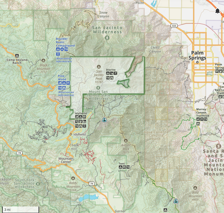 San Jacinto State Wilderness - From Gaia GPS
