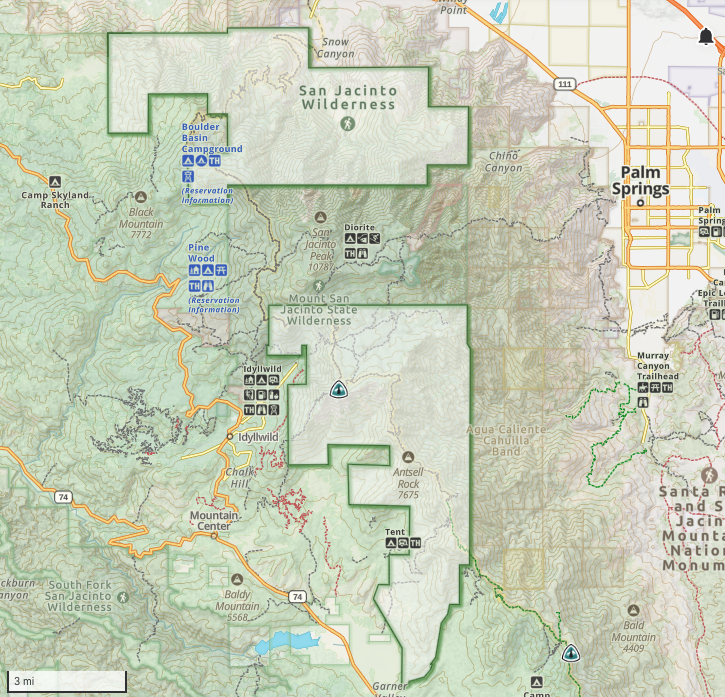 San Jacinto Federal Wilderness - From Gaia GPS